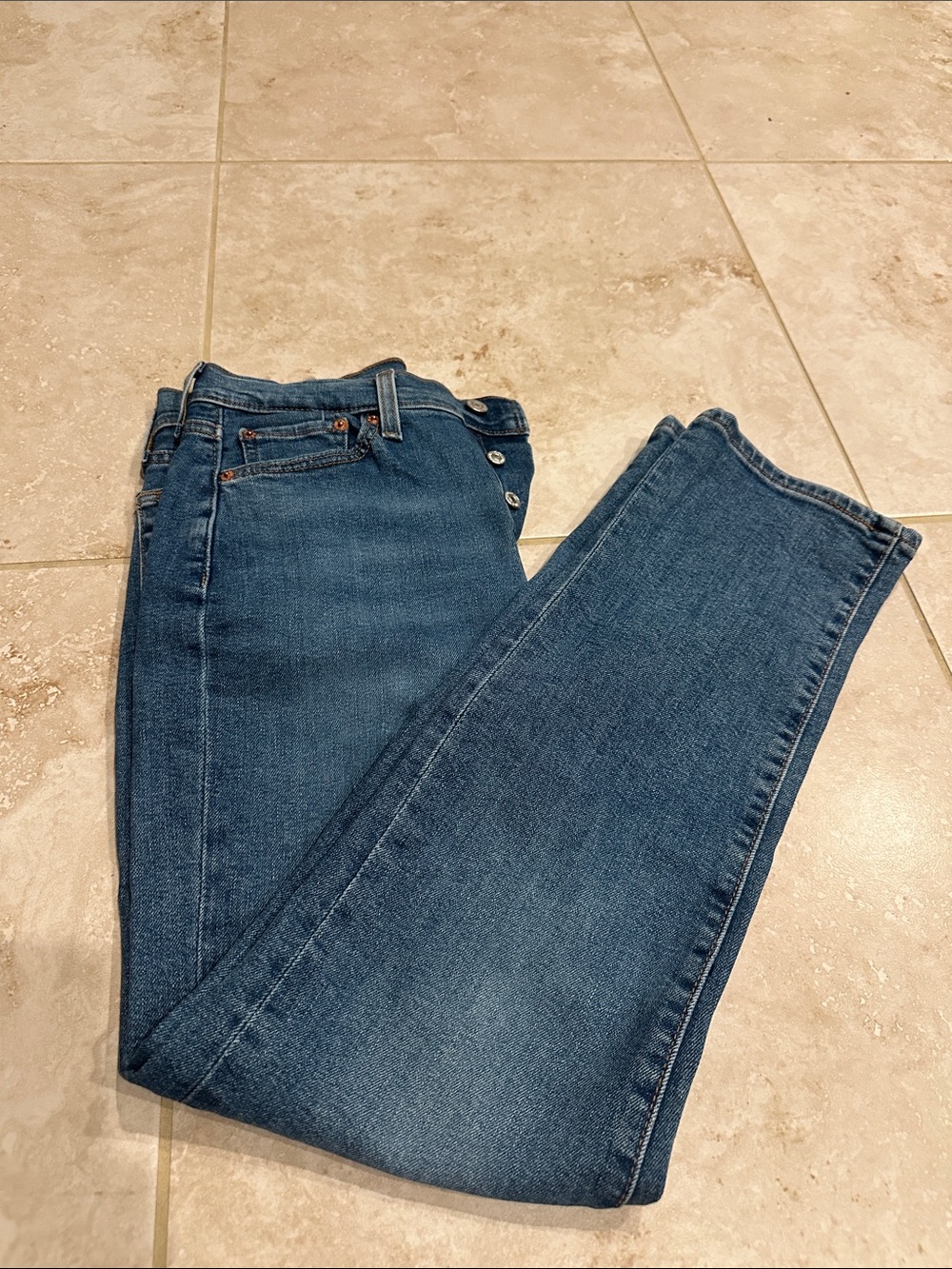 High-Rise Women's Dark Blue Denim Jeans - Sleek Straight Leg